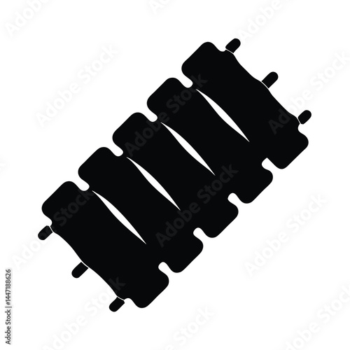 Black silhouette of ribs with visible bones, vector  isolated on white background