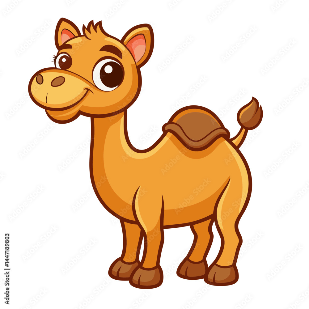 Obraz premium Cute Dromedary Camel Character Illustration on White Background 