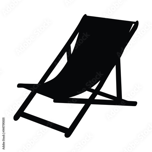 Stylized black silhouette of beach chair conveying a summery, vector  relaxed feeling
