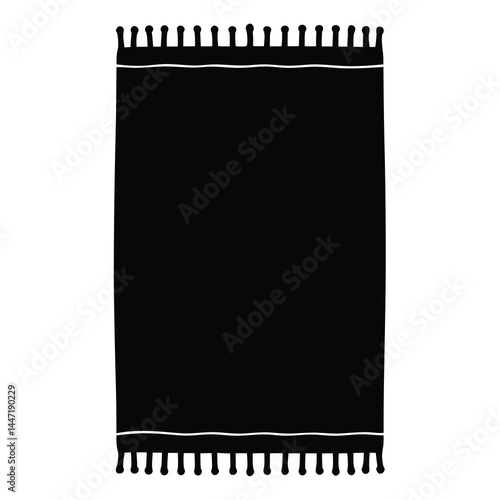Illustration of a solid black vector bath mat or decorative throw rug