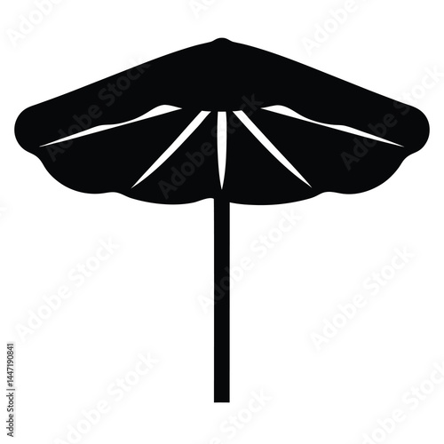 Stylized beach umbrella with scalloped vector edge provides shade and summer coolness