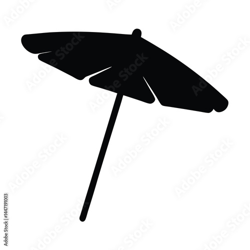 Silhouette of a Beach Umbrella vector Against a White Background Offering Shade