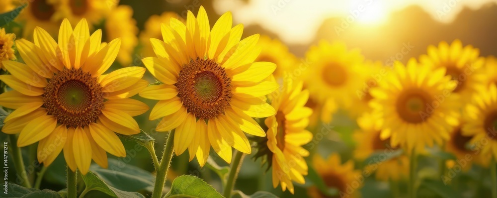 Sun-drenched sunflowers & yellow bananas cluster, color, bright Sun-drenched sunflowers & yellow bananas cluster, color, bright