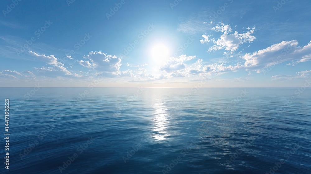 Obraz premium Serene Panoramic View of Calm Sea and Sky at Distant Horizon
