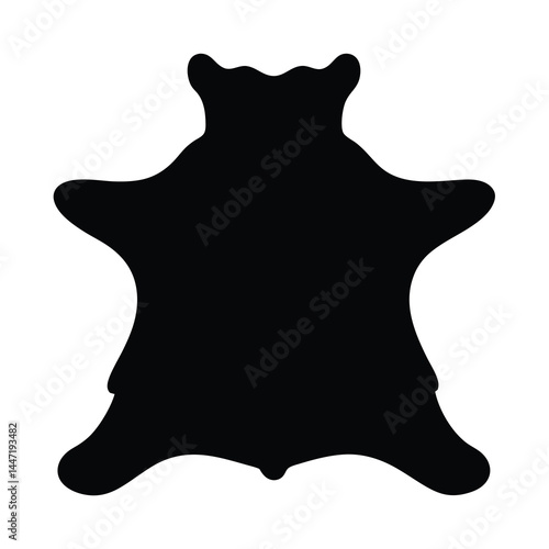 Simple black silhouette depicting an animal vector skin rug or trophy on white