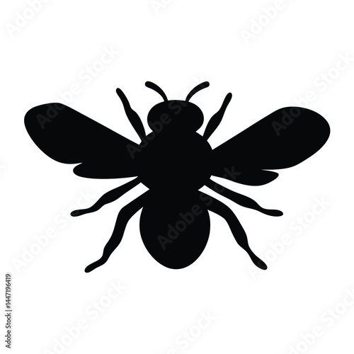 Simple black silhouette illustration of vector a honeybee on a white background