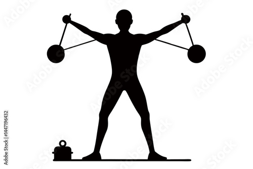 silhouette of a woman exercising with dumbbells