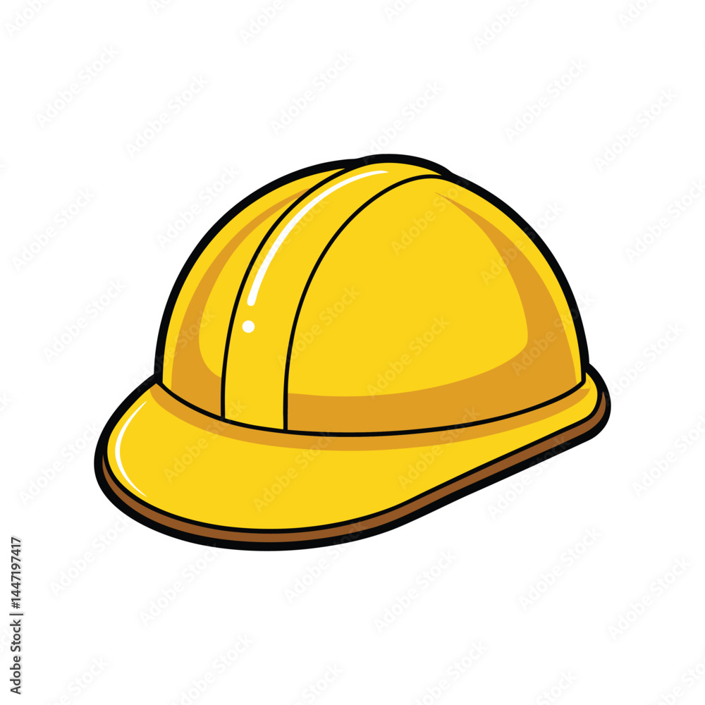 Fototapeta premium Yellow hard hat vector illustration, construction safety helmet, worker protection gear, industrial headgear, engineering icon, isolated EPS graphic
