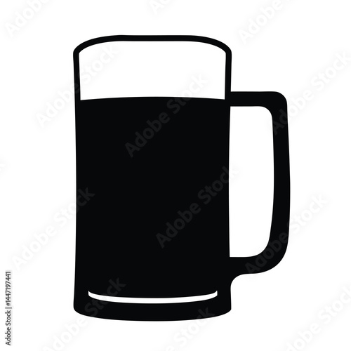 A stark black silhouette of vector a classic beer stein illustration graphic