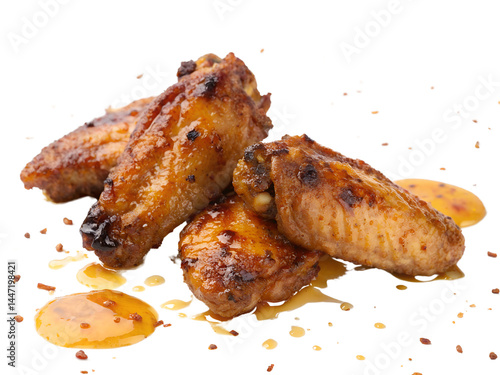 Delicious Grilled Chicken Wings Isolate on transparent background cutout, PNG file, Cutout file
