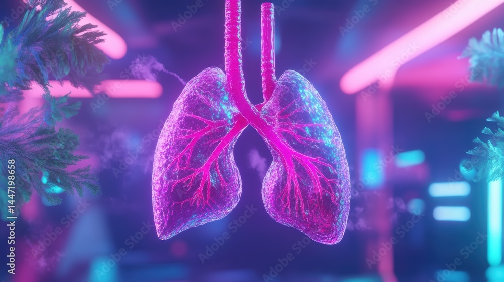 Fototapeta premium Abstract Lungs with red human bronchial tree structure. Lungs anatomy,left and right bronchus, bronchioles,Medicine cure tuberculosis, pneumonia, asthma. Abstract health care medical concept.