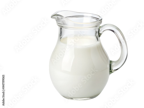 Obraz na płótnie Glass Pitcher of Fresh Milk Isolate on transparent background cutout, PNG file, Cutout file w salonie