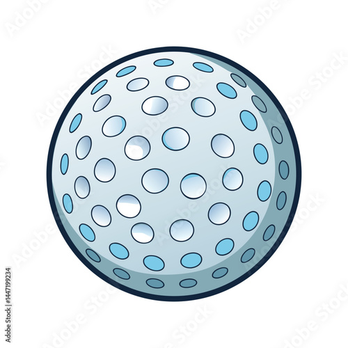 Golf ball vector illustration, realistic dimpled texture sport equipment icon, isolated white golfing ball