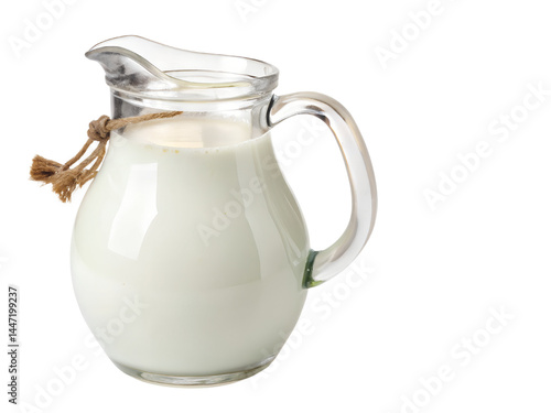 Obraz na płótnie Glass Pitcher of Fresh Milk Isolate on transparent background cutout, PNG file, Cutout file w salonie