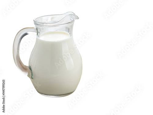 Obraz na płótnie Glass Pitcher of Fresh Milk Isolate on transparent background cutout, PNG file, Cutout file w salonie