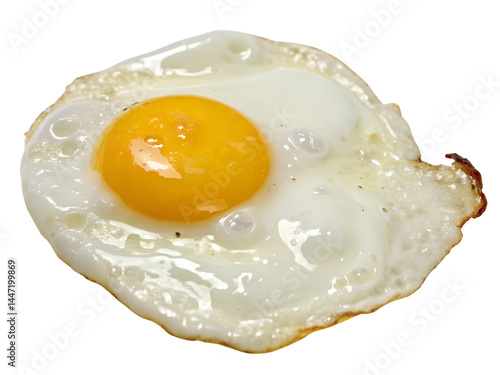 Close-Up of Fried Egg with Yellow Yolk Isolate on transparent background cutout, PNG file, Cutout file