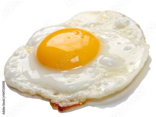 Close-Up of Fried Egg with Yellow Yolk Isolate on transparent background cutout, PNG file, Cutout file