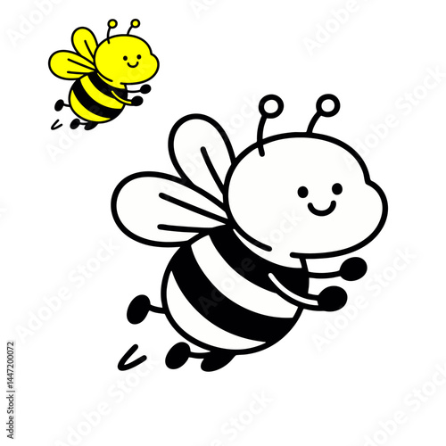honey bee flying with friends with a smile