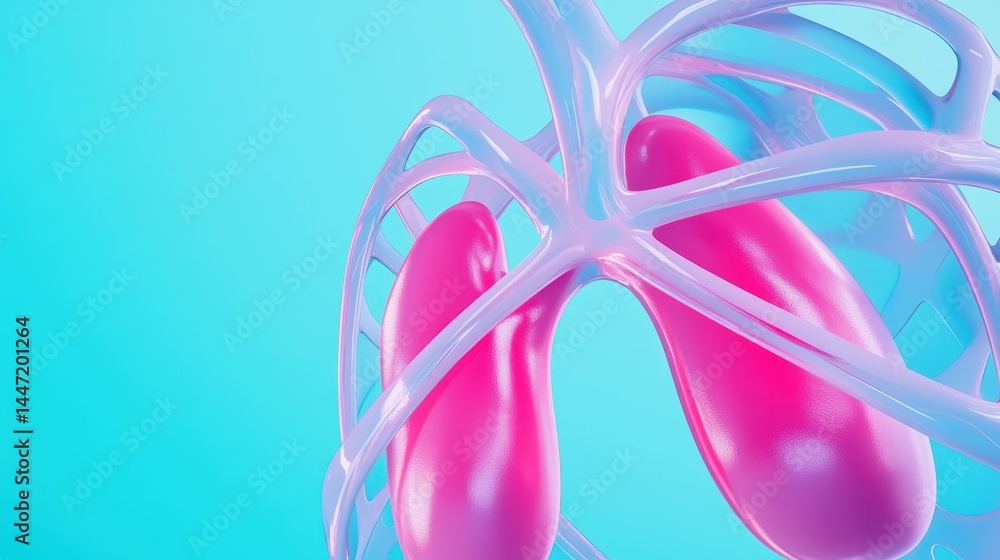 Fototapeta premium Abstract Lungs with red human bronchial tree structure. Lungs anatomy,left and right bronchus, bronchioles,Medicine cure tuberculosis, pneumonia, asthma. Abstract health care medical concept.
