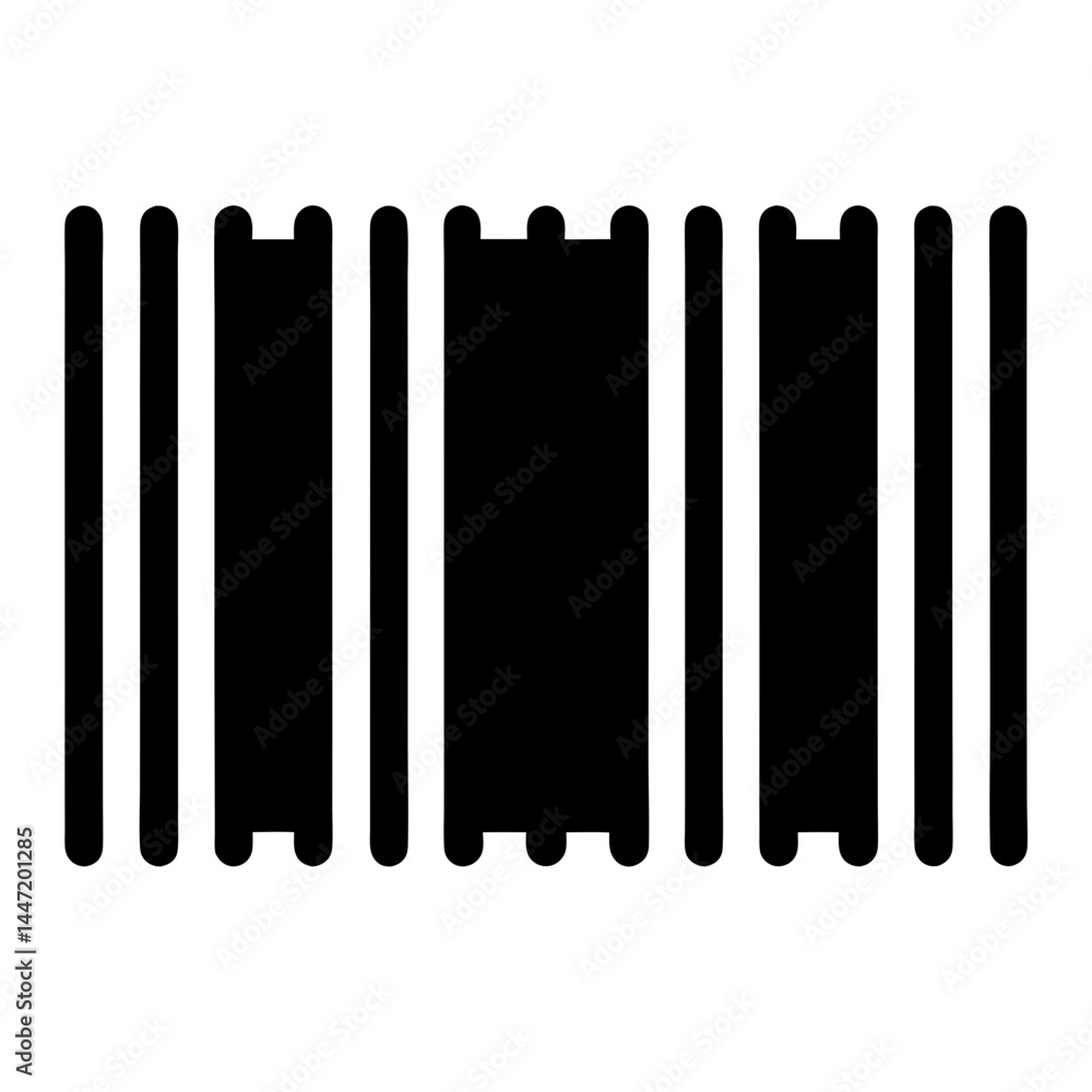 Abstract barcode representation with thick lines and rounded ends, vector simple and bold Abstract barcode representation with thick lines and rounded ends, vector simple and bold