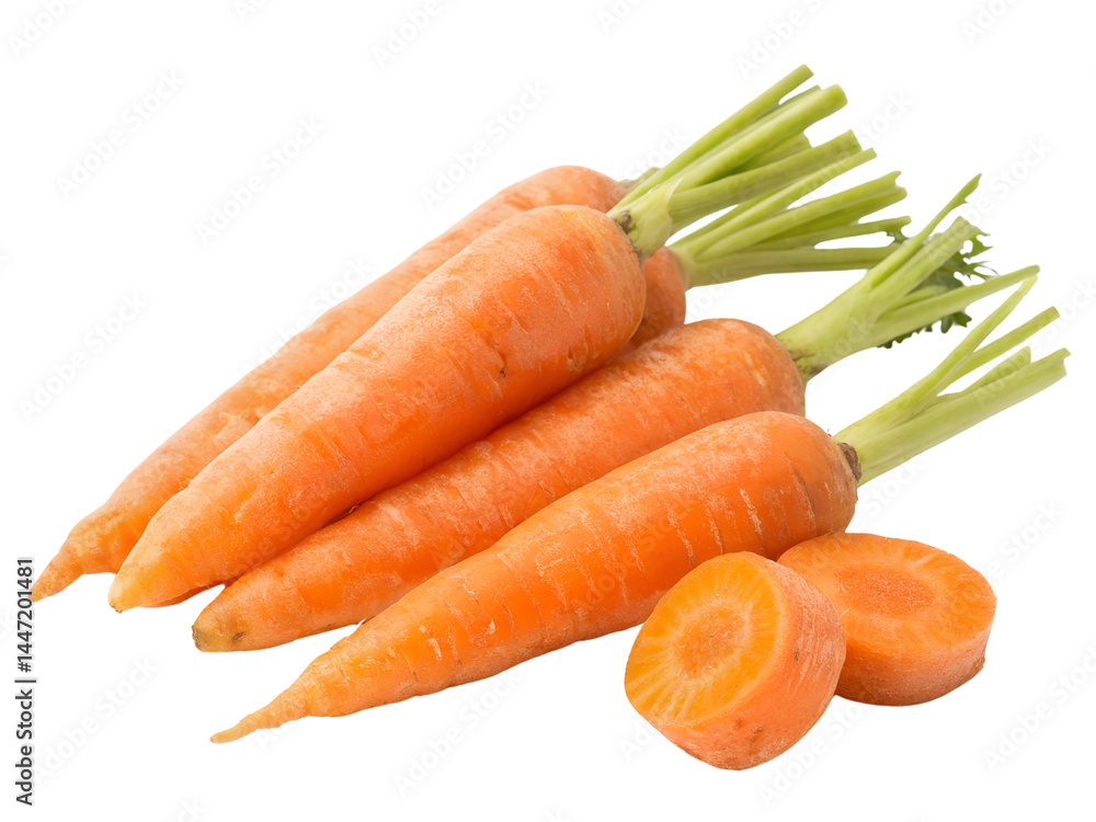 Bunch of Fresh Organic Carrots Isolate on transparent background cutout, PNG file, Cutout file