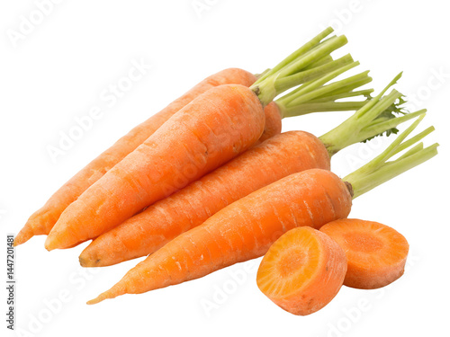 Obraz na płótnie Bunch of Fresh Organic Carrots Isolate on transparent background cutout, PNG file, Cutout file w salonie
