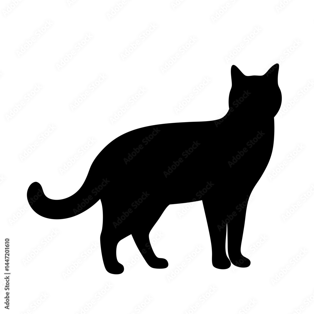 Elegant Black Cat Silhouette Standing vector Gracefully on a White Background Image Elegant Black Cat Silhouette Standing vector Gracefully on a White Background Image