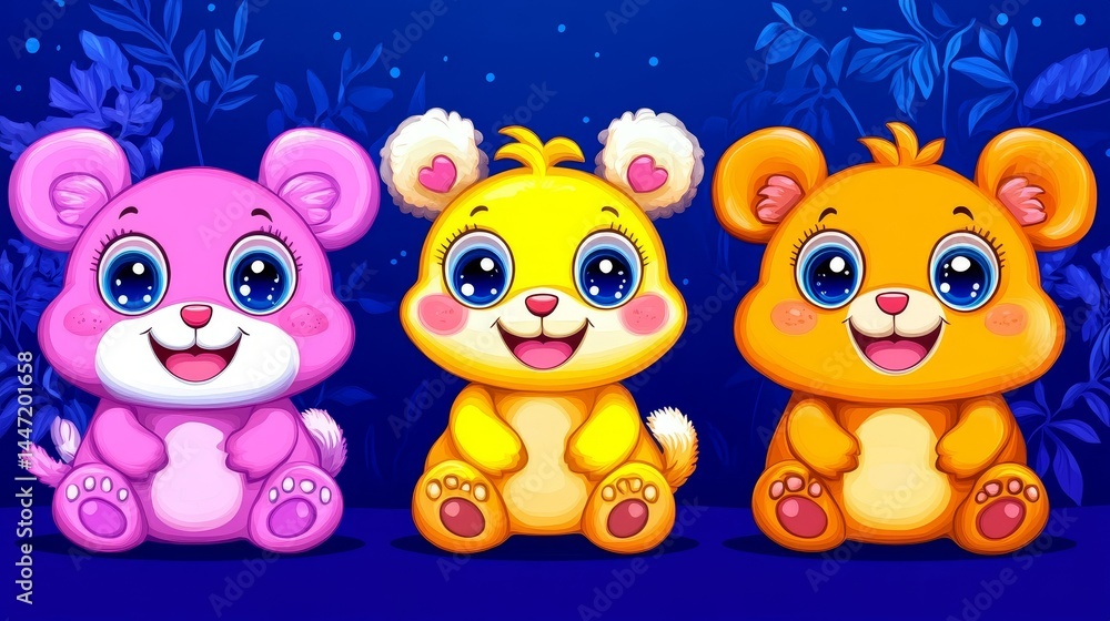 Charming array of pastel pixelated teddy bears featuring adorable expressions and vibrant colors ideal for cheerful children's content and playful designs Charming array of pastel pixelated teddy bears featuring adorable expressions and vibrant colors ideal for cheerful children's content and playful designs