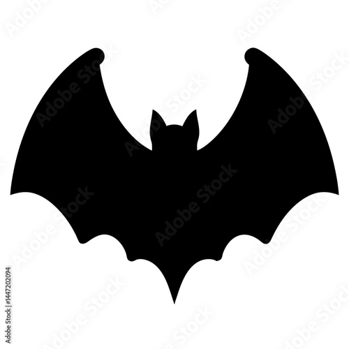 Black bat silhouette isolated on white background, vector  ideal for Halloween illustrations