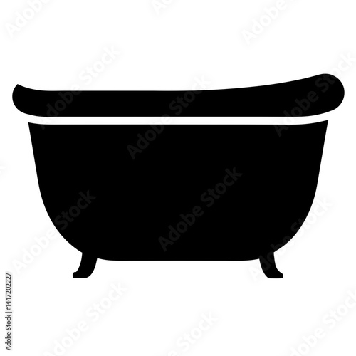 Elegant black bathtub illustration against vector a white background for bathroom design