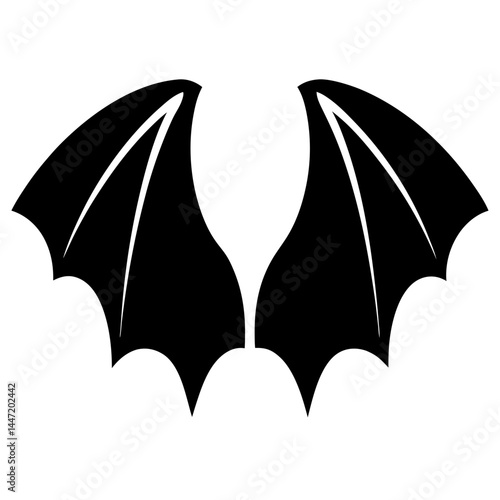 Wallpaper Mural Silhouette illustration of two black bat vector wings isolated against a white backdrop Torontodigital.ca