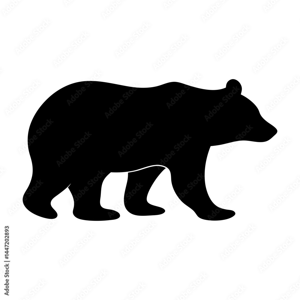 Fototapeta premium Silhouette of a bear walking across a white background, vector art