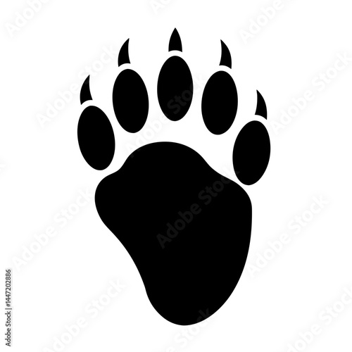Black Bear Paw Print on vector White Background Symbolizing Nature and Wilderness