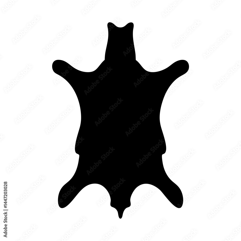 Silhouette of animal hide showing pelt, vector  a hunter's trophy on white