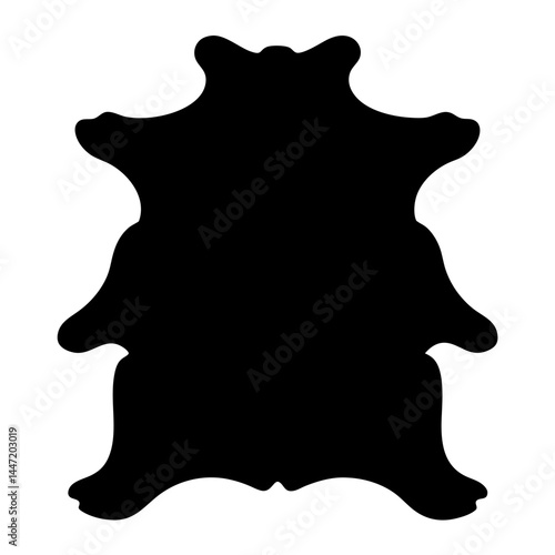 Isolated Cowhide Silhouette Represents Decorative vector Rug or Authentic Farmhouse Style Element