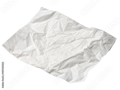 Obraz na płótnie Crumpled White Paper Texture Isolate on transparent background cutout, PNG file, Cutout file w salonie