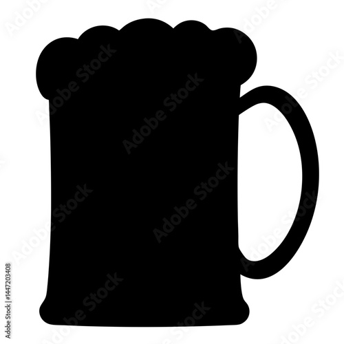 Silhouette of frothy beer mug a simple vector illustration design