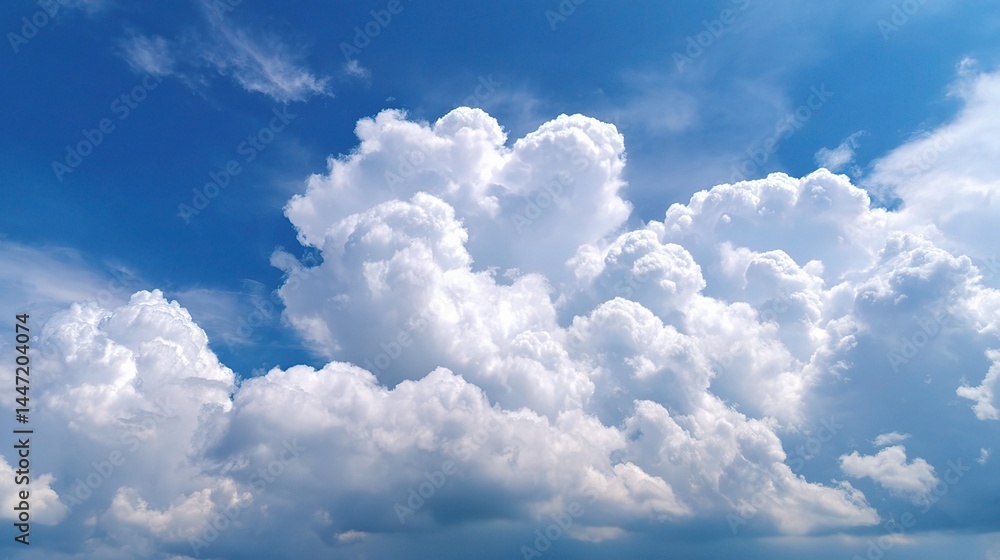 Fluffy Cumulus Clouds Floating Lazily in a Bright Blue Sky Fluffy Cumulus Clouds Floating Lazily in a Bright Blue Sky