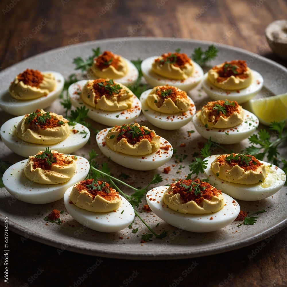 Deviled Eggs with Paprika Garnish – Classic Party Appetizer in Full HD Deviled Eggs with Paprika Garnish – Classic Party Appetizer in Full HD