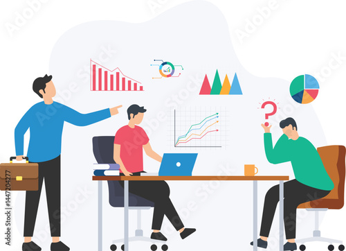 Finance team meeting or financial planning session, budget discussion or financial review, team collaboration or strategic planning, financial reports or performance analysis, investment strategies or