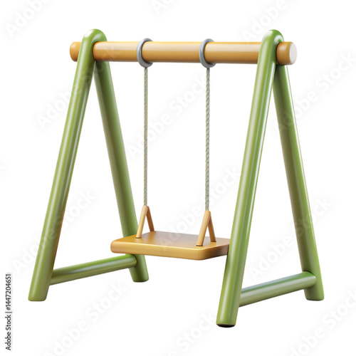 Cute Little Green Wooden Swing Set for Kids