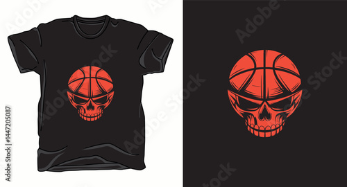 Skull basketball head graphic vector t-shirt design print