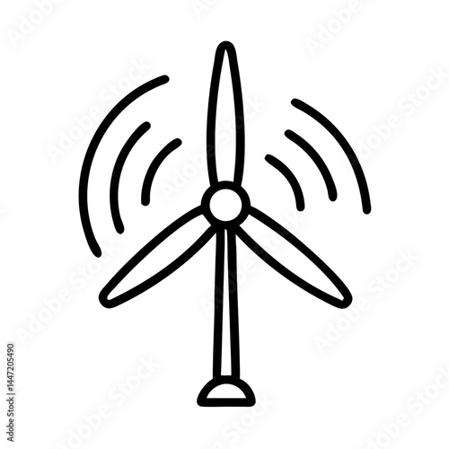 Wind turbine icon with rotating blades symbolizing renewable energy