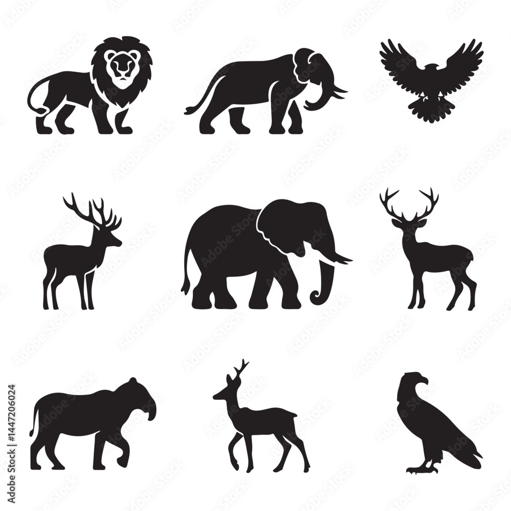 Obraz premium Animal Silhouettes Set vector