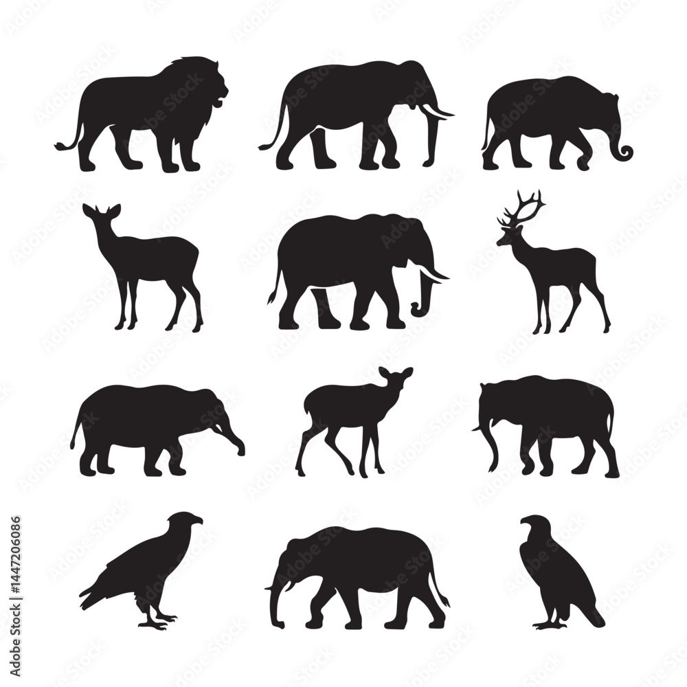 Obraz premium Animal Silhouettes Set vector