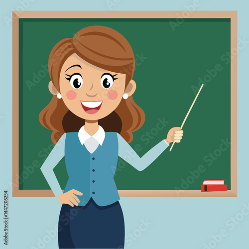 teacher in classroom teacher in front of blackboard