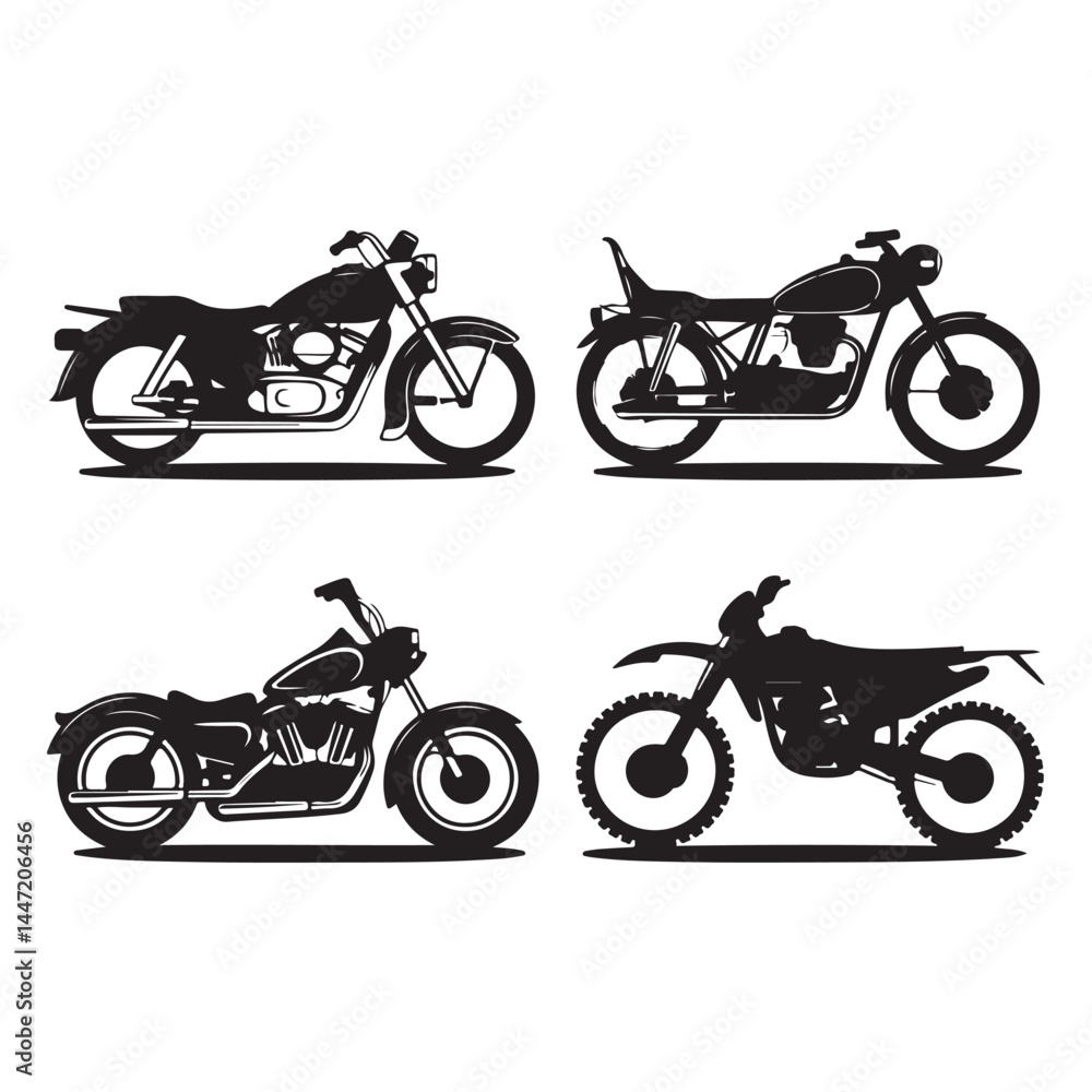 Fototapeta premium Black and White Motorcycle Silhouette