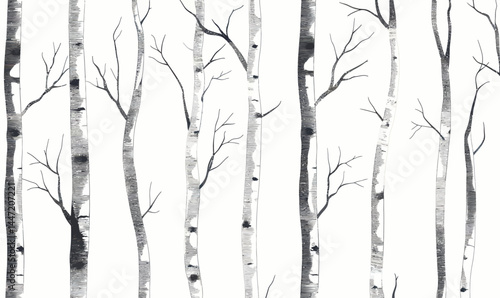 Minimalist Birch Tree Seamless Pattern Vector for Natural Forest Decor