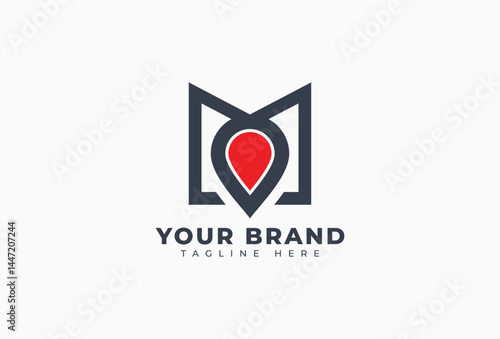 Book with Pin Pointer Location Logo Design Element