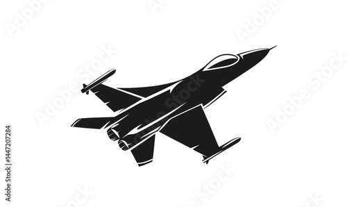 Minimalist Black and White Fighter Jet Icon Vector Illustration for Graphics